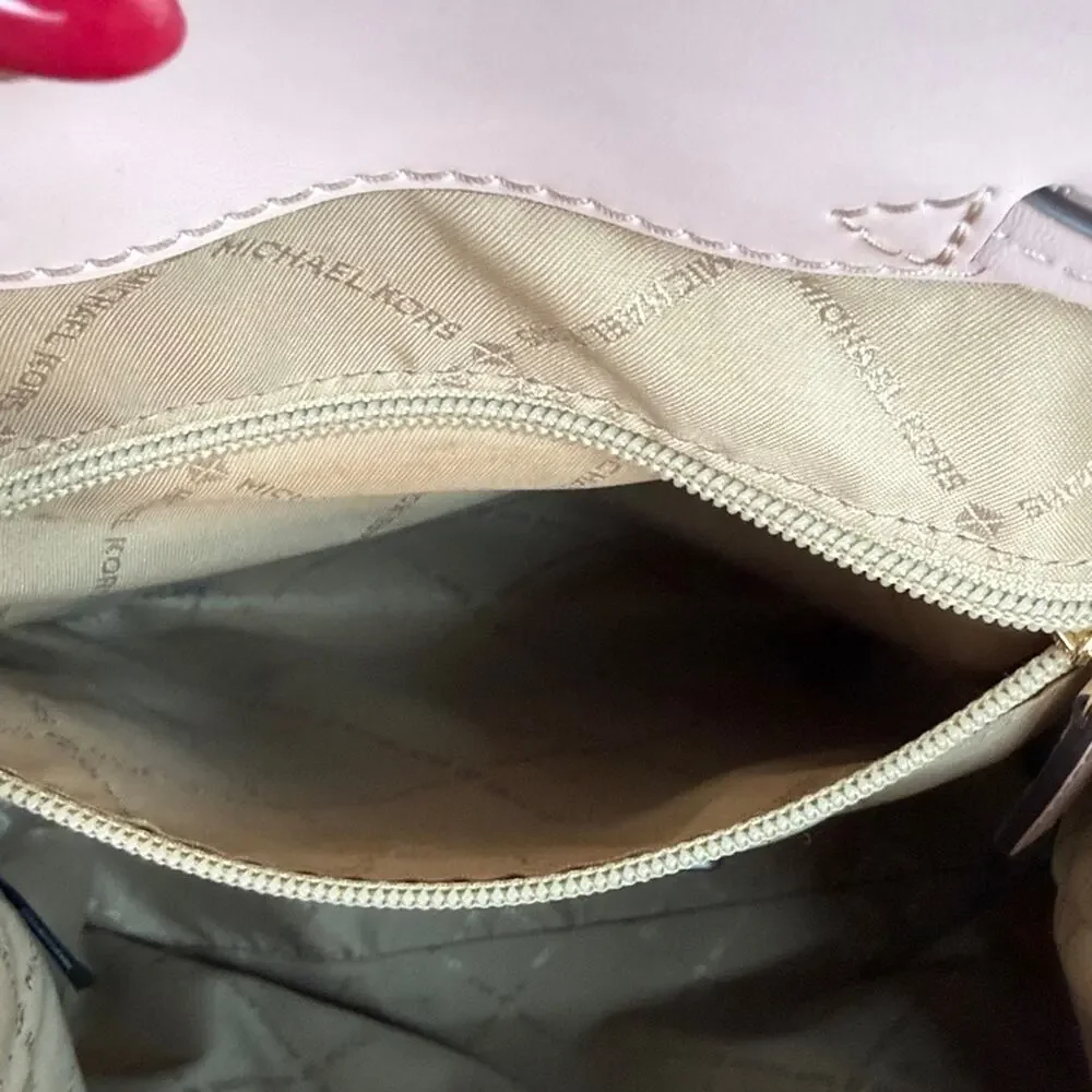 Michael Kors Pink and Cream Jet Set Large Logo Backpack